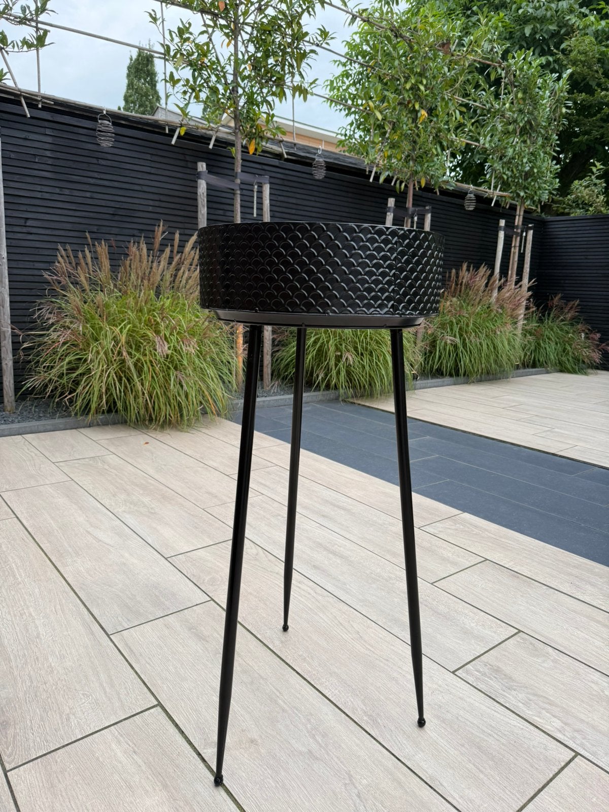 Zwarte staande plantenbak op poten, Minder dan 60 cm, Rond, Nieuw, Ophalen of Verzenden