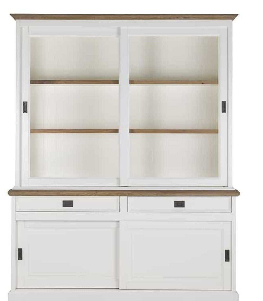 Cardiff Buffetkast/Schuifdeurkast Grenen-Snow/Eiken Rustiek, Ophalen, 200 cm of meer, 150 tot 200 cm, Nieuw