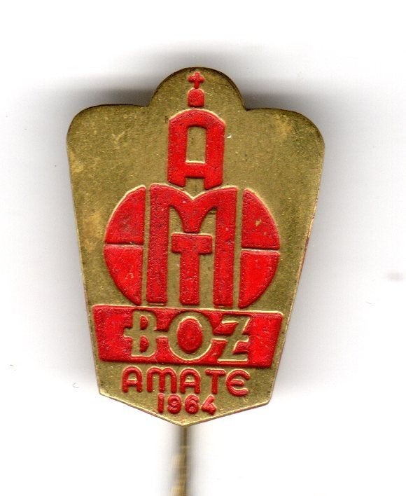 Speldje AMATE BOZ 1964 MISSIE ACTIE TENTOONSTELLING BERGEN, Ophalen of Verzenden, Gebruikt, Overige onderwerpen