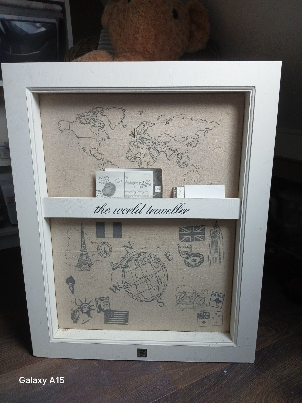 riviera maison World Traveller' met wereldkaart, Ophalen, Gebruikt, Wit, Vintage