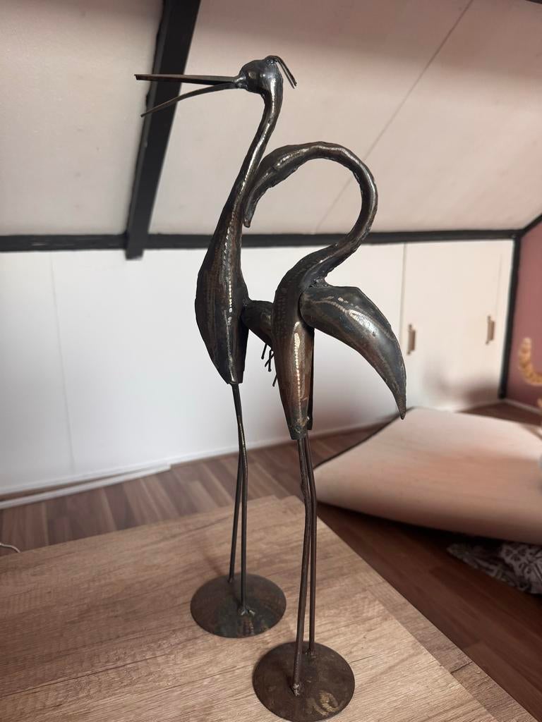 Metalen Kraanvogels Decoratie - Set van 2, Huis en Inrichting, Woonaccessoires | Overige, Ophalen, Gebruikt