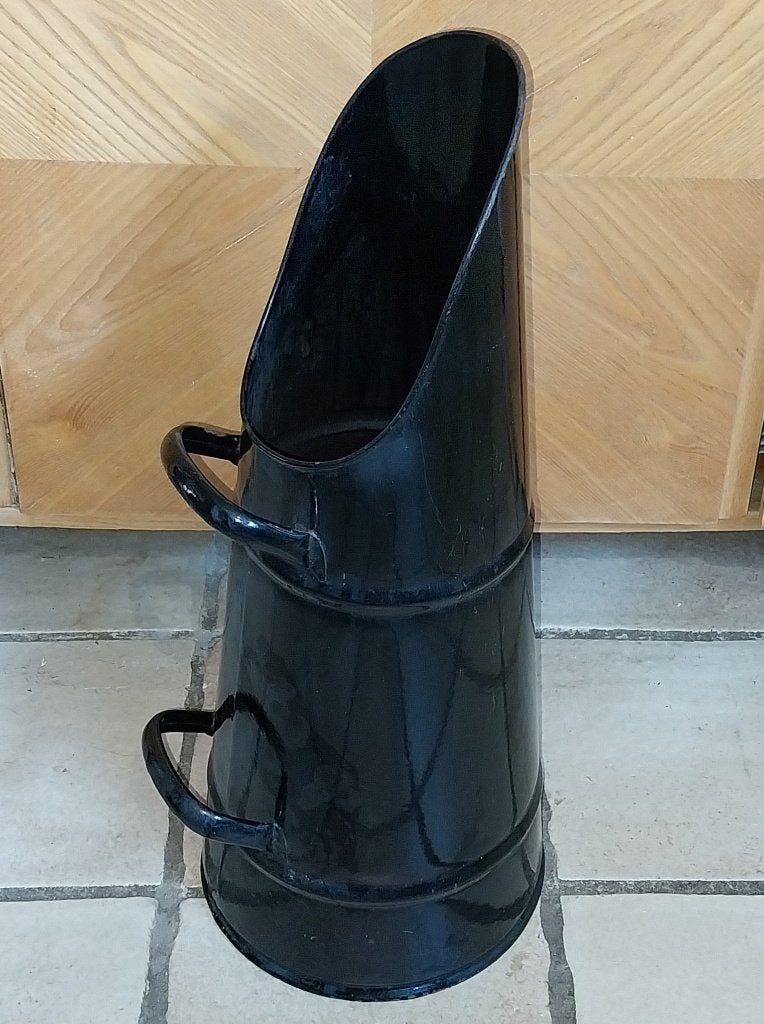 Oude zwarte geëmailleerde kolenkit, Antiek en Kunst, Ophalen of Verzenden