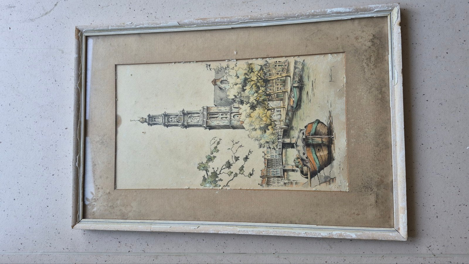 Westertoren Amsterdam - Handgekleurde prent door Bob Brobbel, Ophalen of Verzenden