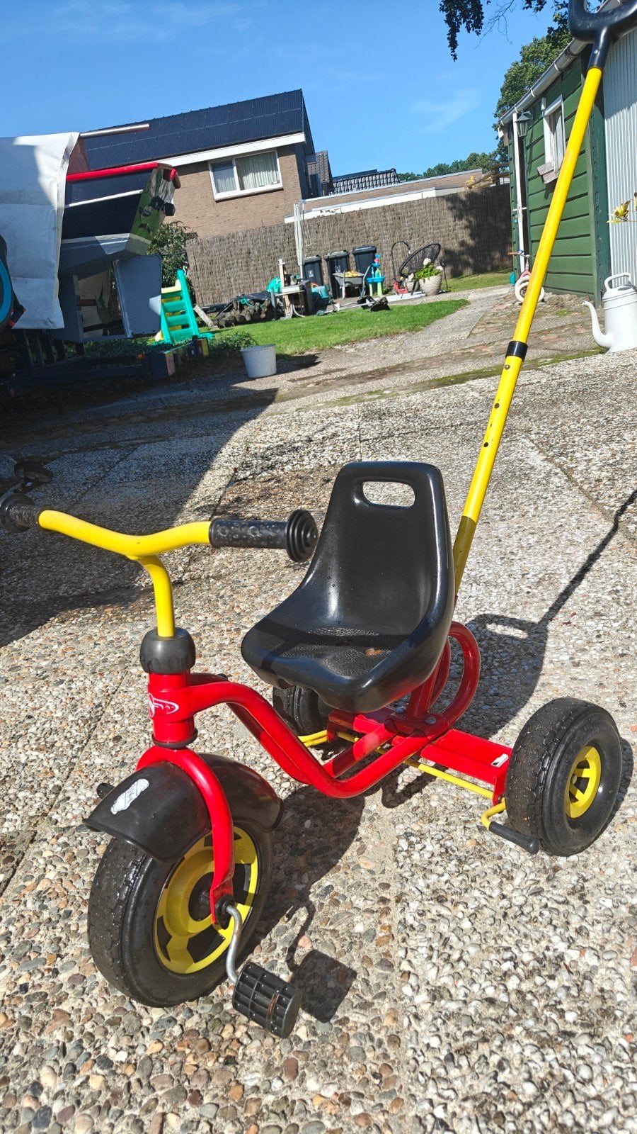 Puky driewieler met duwstang - rood/geel, Fietsen en Brommers, Ophalen, Terugtraprem, Gebruikt, Puky