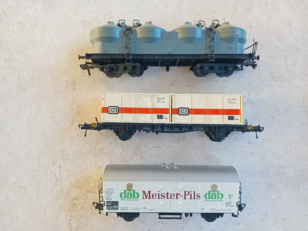 H0#522 Fleischmann 1492, 5232, 5342 goederenwagons., Gebruikt, Gelijkstroom, Fleischmann, Wagon
