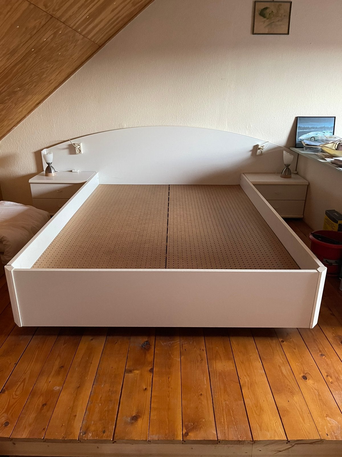 2 persoons bed, Ophalen, Gebruikt, Wit, Tweepersoons