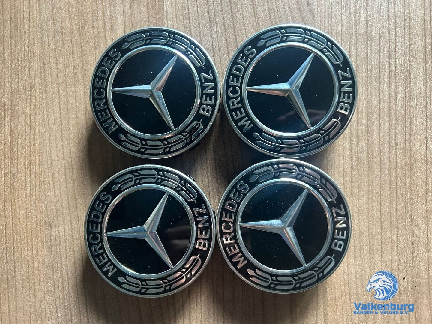ORIGINELE Mercedes Benz naafkap naafdop set zwart chroom, Gebruikt, -, Verzenden, -