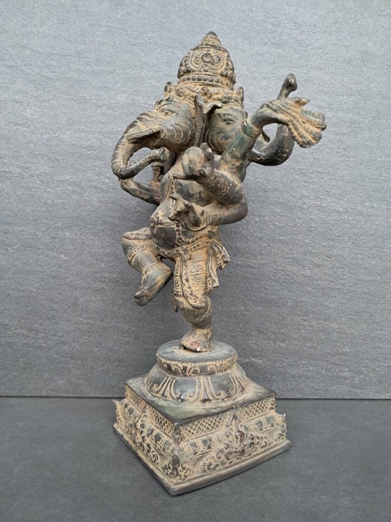 Ganesh met 3 gezichten/bronzen beeld/Azië/India, Ophalen of Verzenden, Nieuw, Overige materialen, 32 cm
