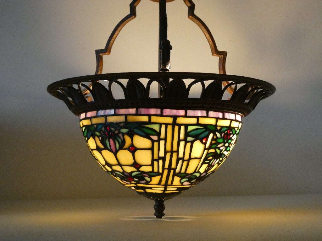 Plafondlamp / hanglamp sfeervol tiffany-stijl n. Frank Lloyd, Ophalen of Verzenden