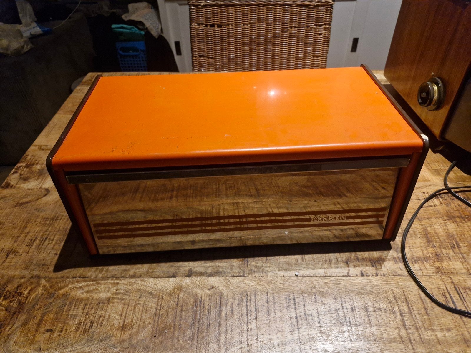 Vintage Brabantia Broodtrommel Oranje, Ophalen of Verzenden