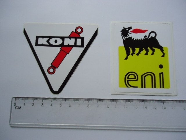 sticker oud KONI + ENI Agip oil auto motor autosport race, Ophalen of Verzenden, Zo goed als nieuw, Bedrijf of Vereniging