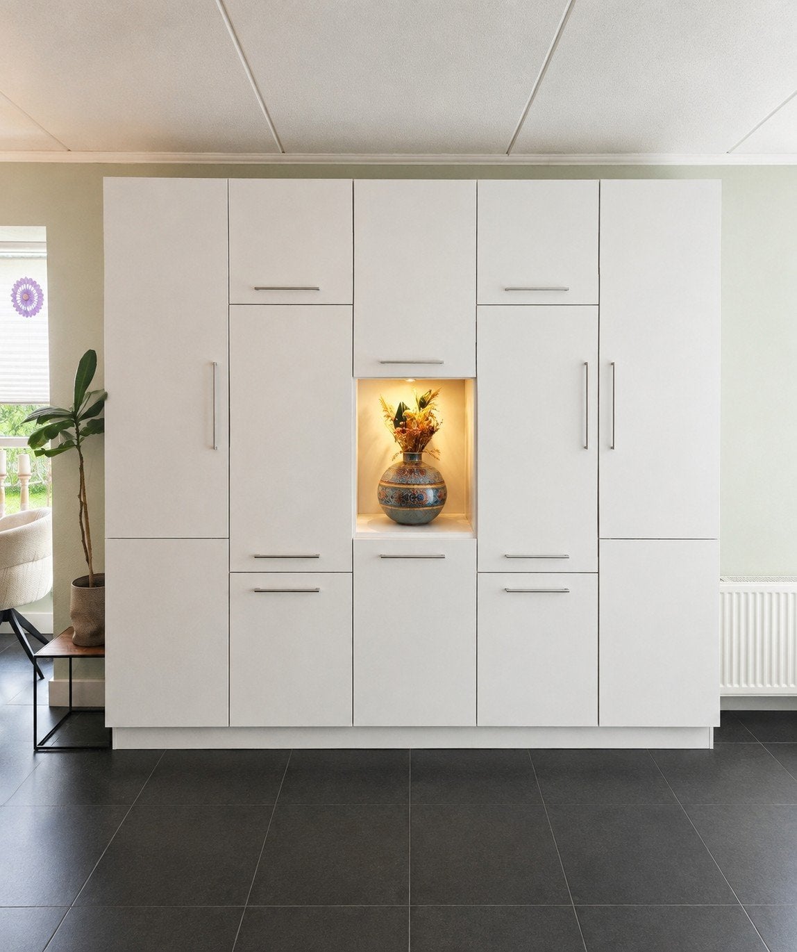 Luxe Ballerina kastenwand incl. Siemens koel/vriescombi, Ophalen, Gebruikt, Wit, Overige typen