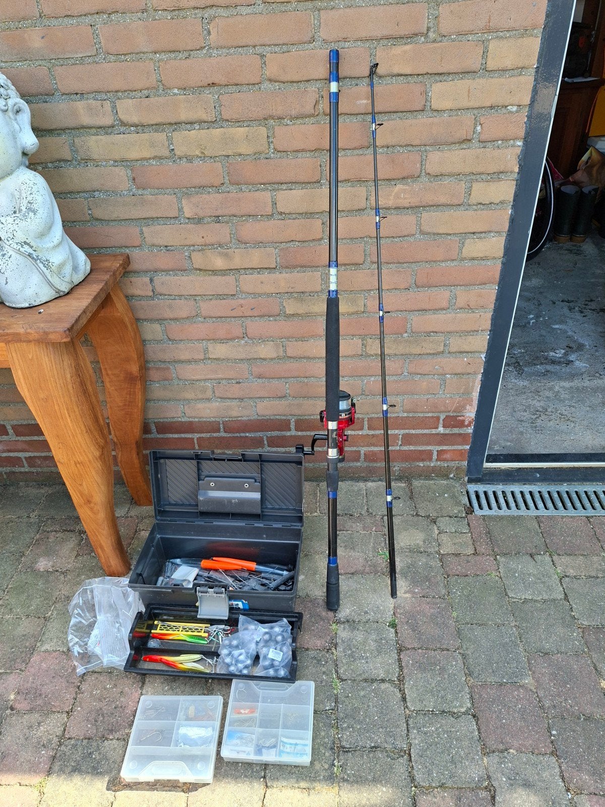 Zeeboot hengel 50 lbs met molen en complete uitrusting, Ophalen, Gebruikt, Complete hengel