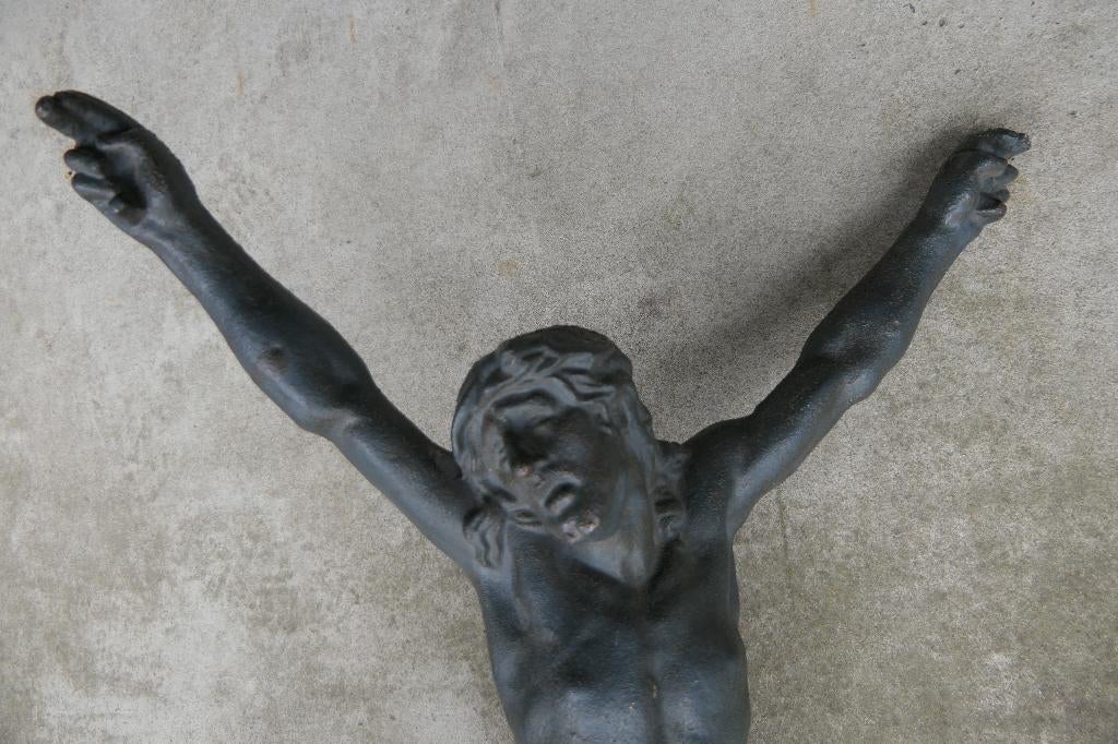 XXL Jezusbeeld koper/brons of zamac aan de muur of kruis, Antiek en Kunst, Ophalen