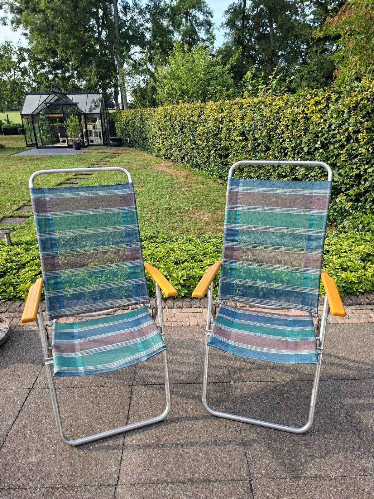Twee z.g.a.n. Lallemand 5 standenstoelen/campingstoelen, Caravans en Kamperen, Ophalen, Zo goed als nieuw