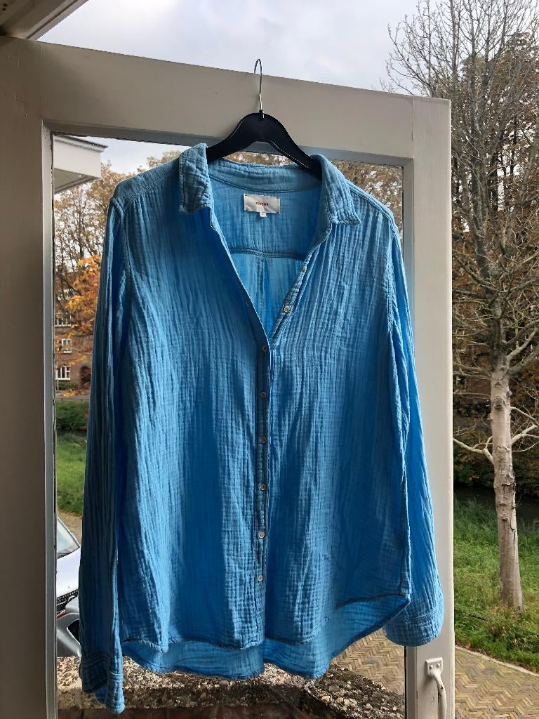 Xirena blauwe Scout blouse mt M wafelkatoen, Maat 38/40 (M), Gedragen, Xirena, Verzenden