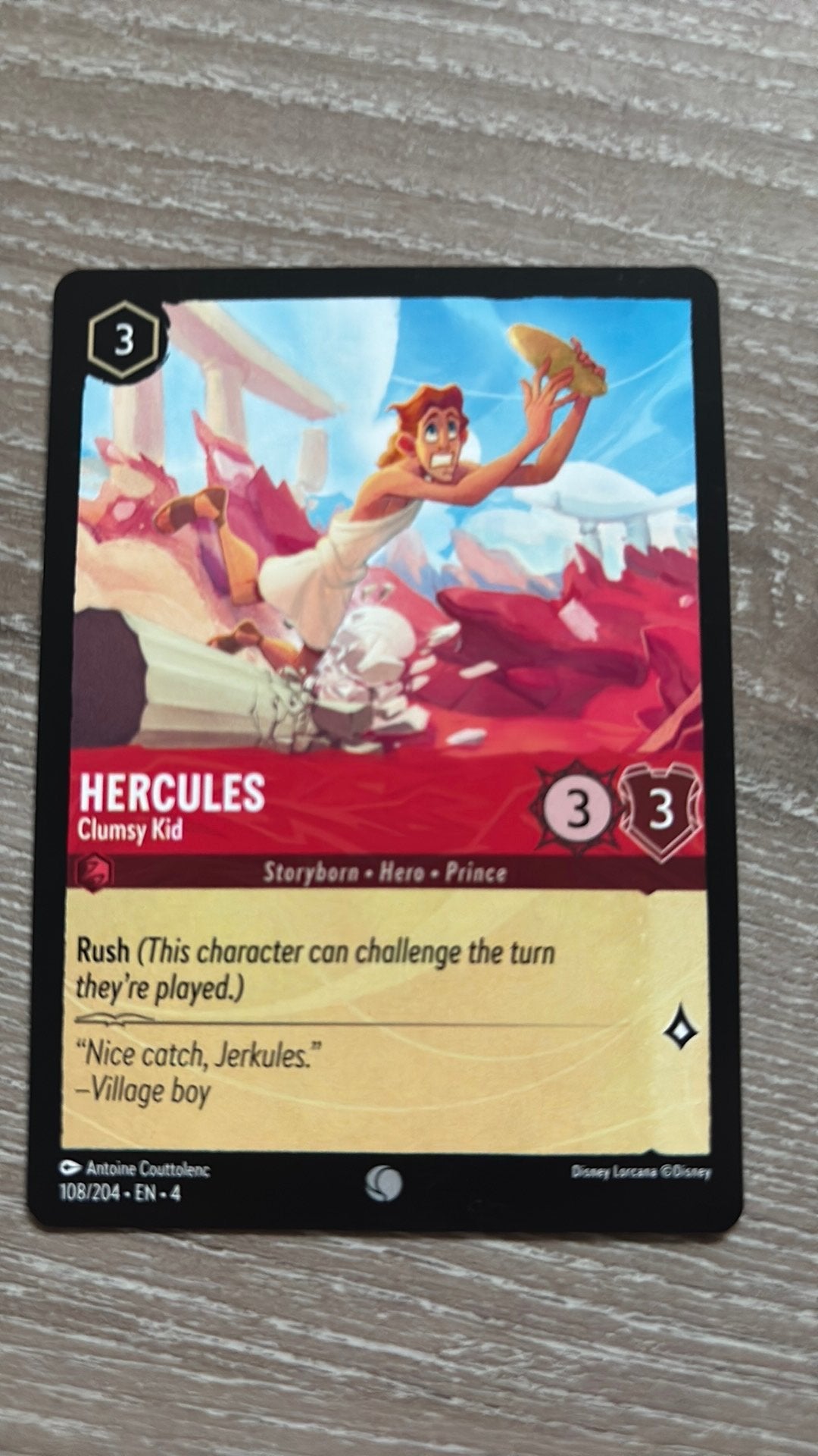 Disney Lorcana Hercules clumsy kid 108-204 4URS nonfoil, Ophalen of Verzenden, Zo goed als nieuw