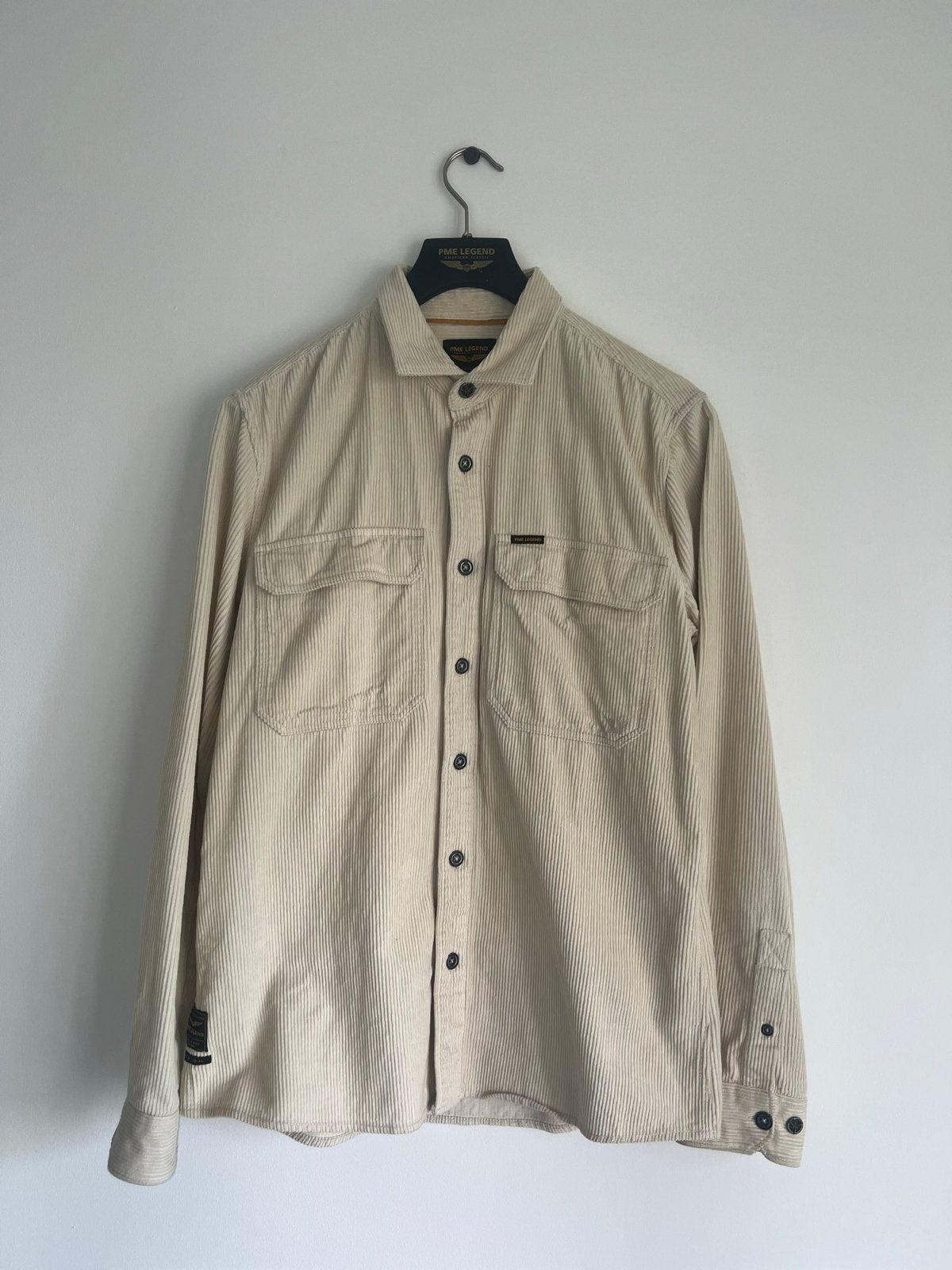 PME Legend Corduroy Overhemd - Beige maat M, Ophalen of Verzenden, Zo goed als nieuw, Beige, Overige halswijdtes
