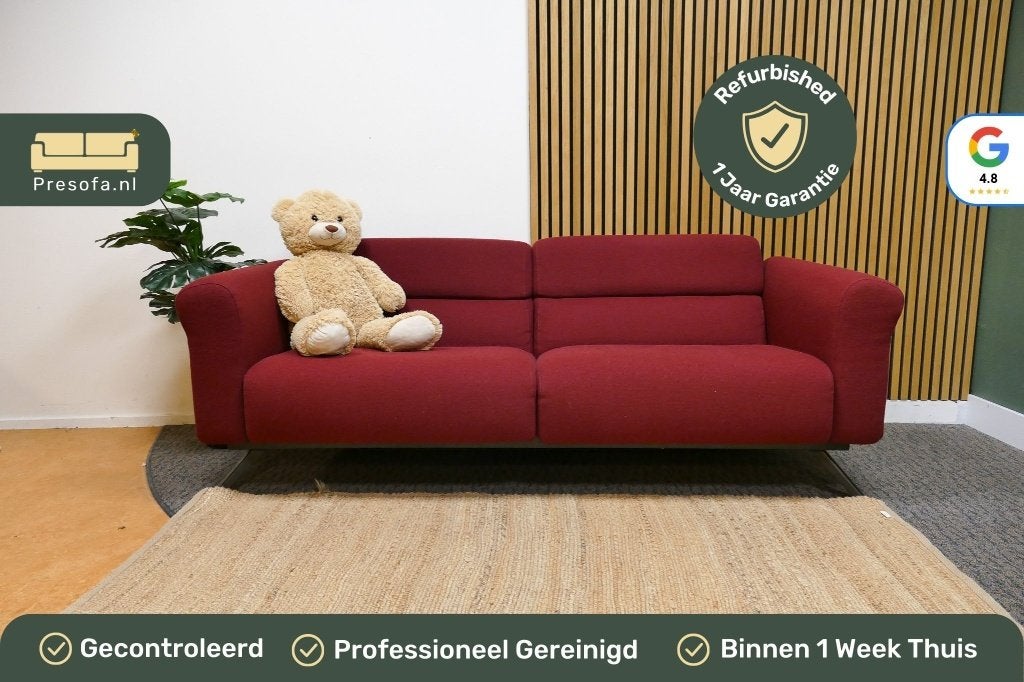 Harvink 2,5 Zits Design Bank Bordeauxrood [Refurbished], Huis en Inrichting, -, Design, Modern, Tweepersoons, 75 tot 100 cm