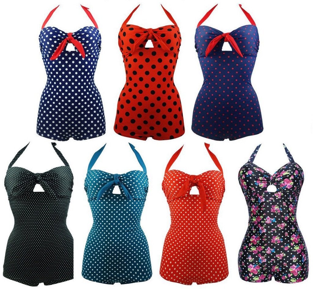 Retro badpak rood blauw vintage rockabilly dames badkleding, Kleding | Dames, Verzenden, Nieuw, Overige kleuren, Badpak