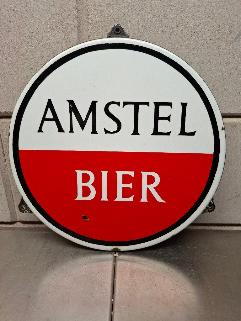 Emaille amstel bier, Ophalen, Gebruikt, Reclamebord, Plaat of Schild, Amstel