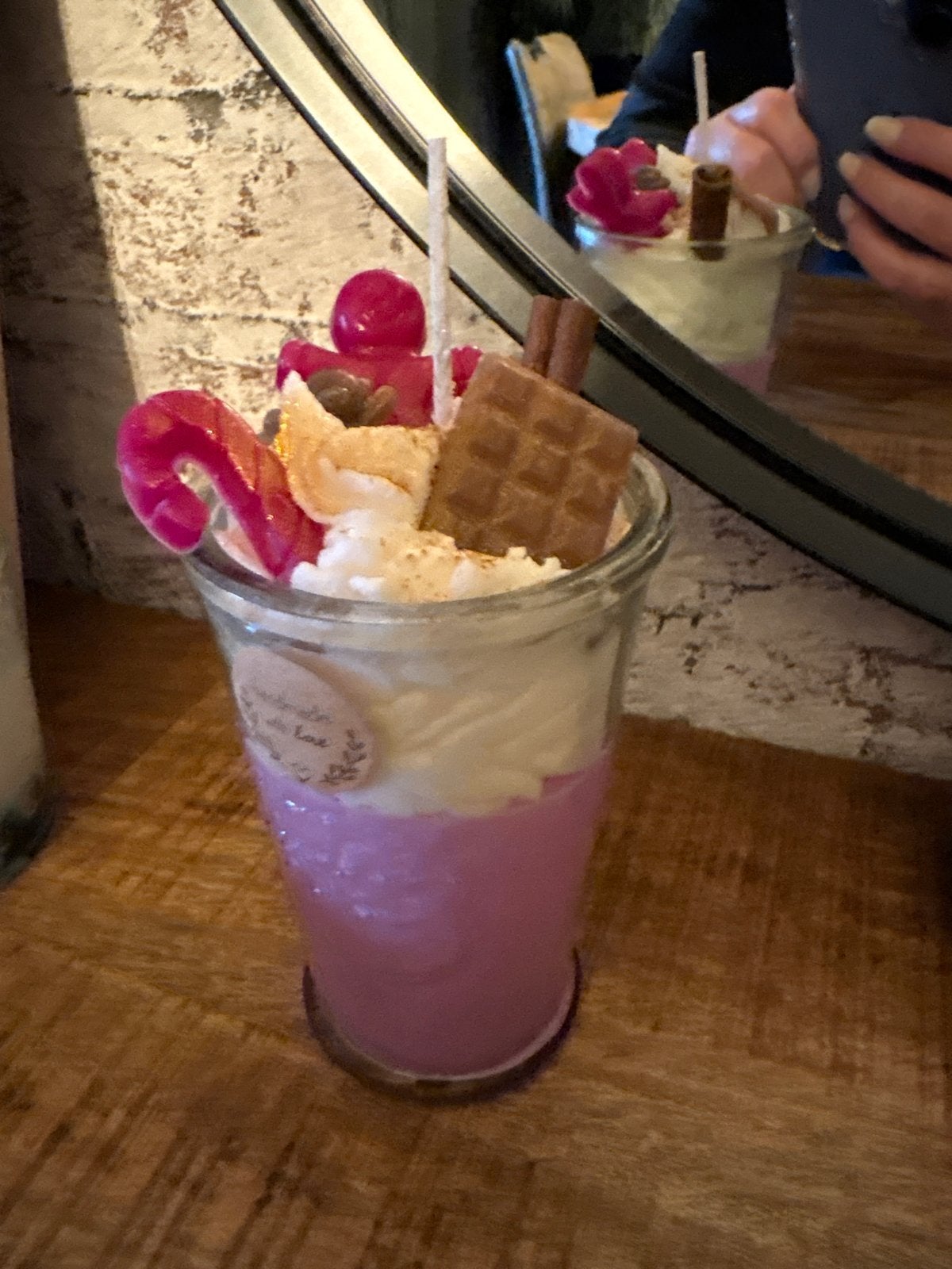 Decoratieve Geurkaars in Glas - Roze & Wit met Toppings, Meerkleurig, Nieuw, Ophalen of Verzenden, Glas