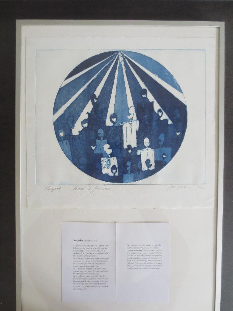 Peugeot  Ets van Jos Gielen. Ingelijst 53x36cm. Genummerd 10, Antiek en Kunst, Ophalen of Verzenden