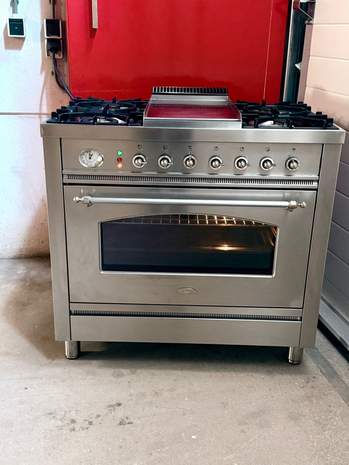 Rvs Boretti Gasfornuis met Fry-top, Ophalen, Warmhoudplaat, 60 cm of meer, Zo goed als nieuw