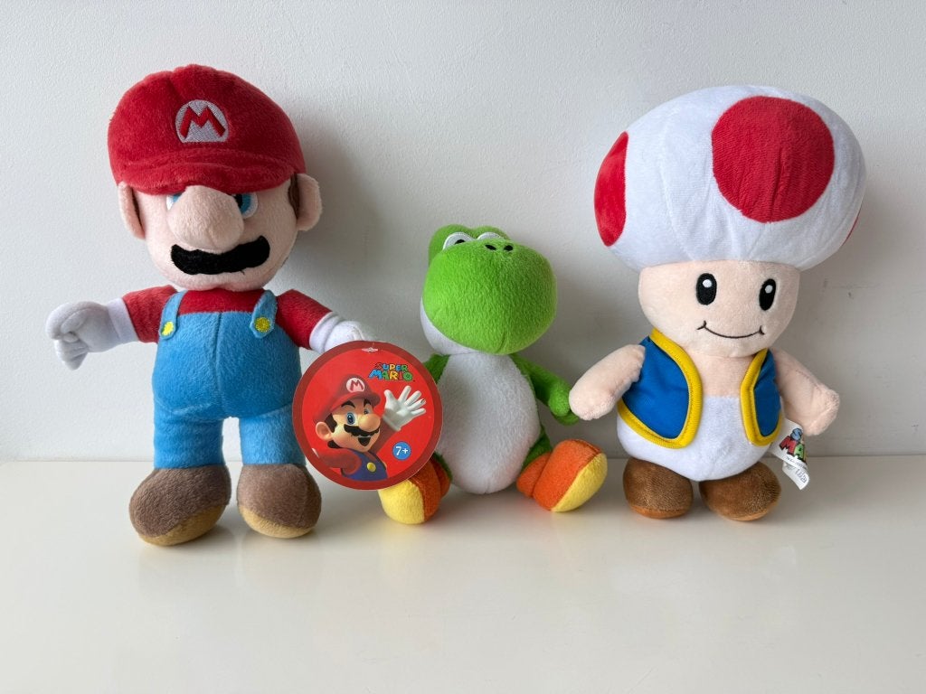 Knuffel Super Mario 30 cm, Yoshi 20 cm, Toad 28 cm, Nintendo, Overige typen, Ophalen of Verzenden, Zo goed als nieuw, Wasbaar
