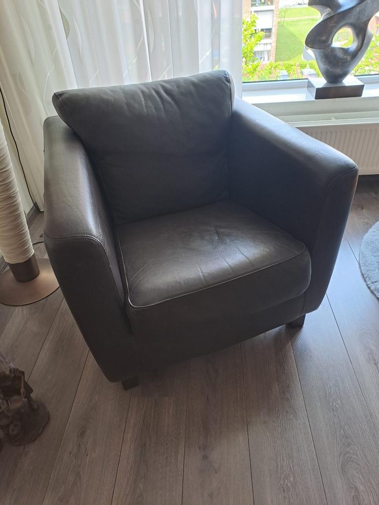 2 leren stoelen, Huis en Inrichting, Stoelen, Ophalen, Gebruikt, Twee, Bruin