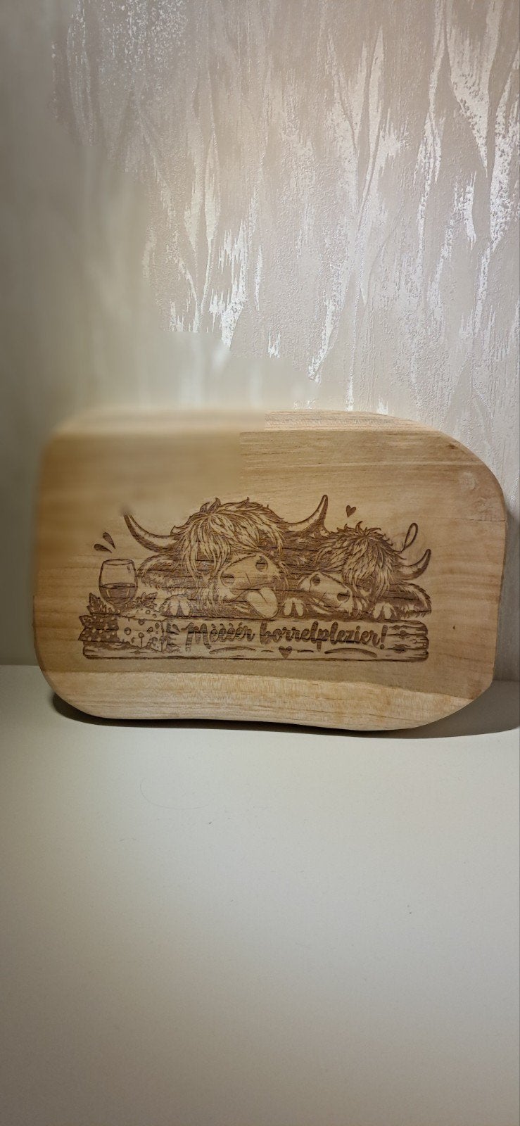 Houten snij-/serveerplank met gravure, diverse designs, Hout, Snij-/serveerplank, Nieuw, Ophalen of Verzenden