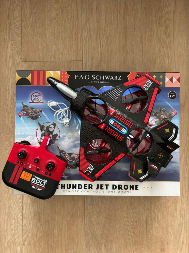 FAO Schwarz Thunder Jet Drone - Stunt Drone met Afstandsbedi, Overige merken, Verlichting, Minder dan 100 meter, Zo goed als nieuw