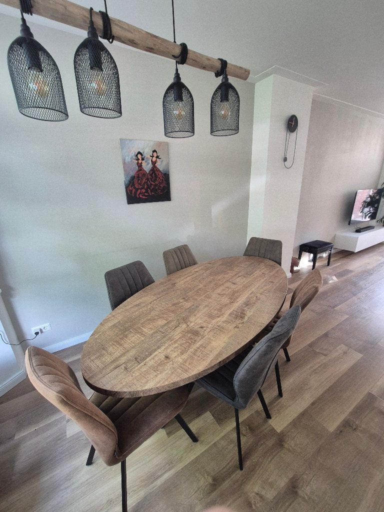 Eettafel met 6 stoelen, Ophalen, 50 tot 100 cm, Zo goed als nieuw, Vijf personen of meer