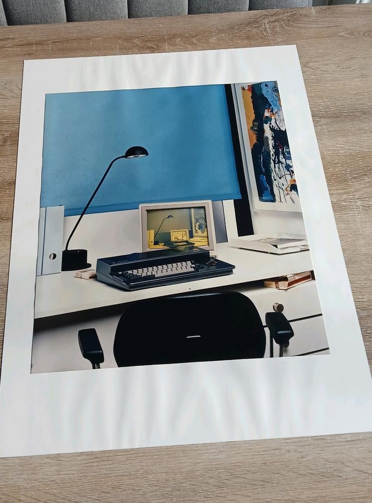 Poster vintage bureau barclay sigaretten philips desktop pc, Verzamelen, Posters, Ophalen, A1 t/m A3, Overige onderwerpen, Rechthoekig Staand