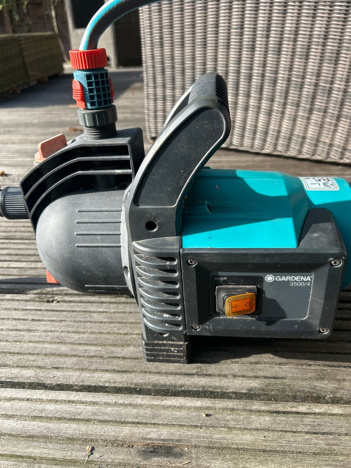 Gardena Pomp 3500/4 met 3,5m aanzuigslang en filter, Ophalen, Gebruikt, Elektrisch, Beregeningspomp