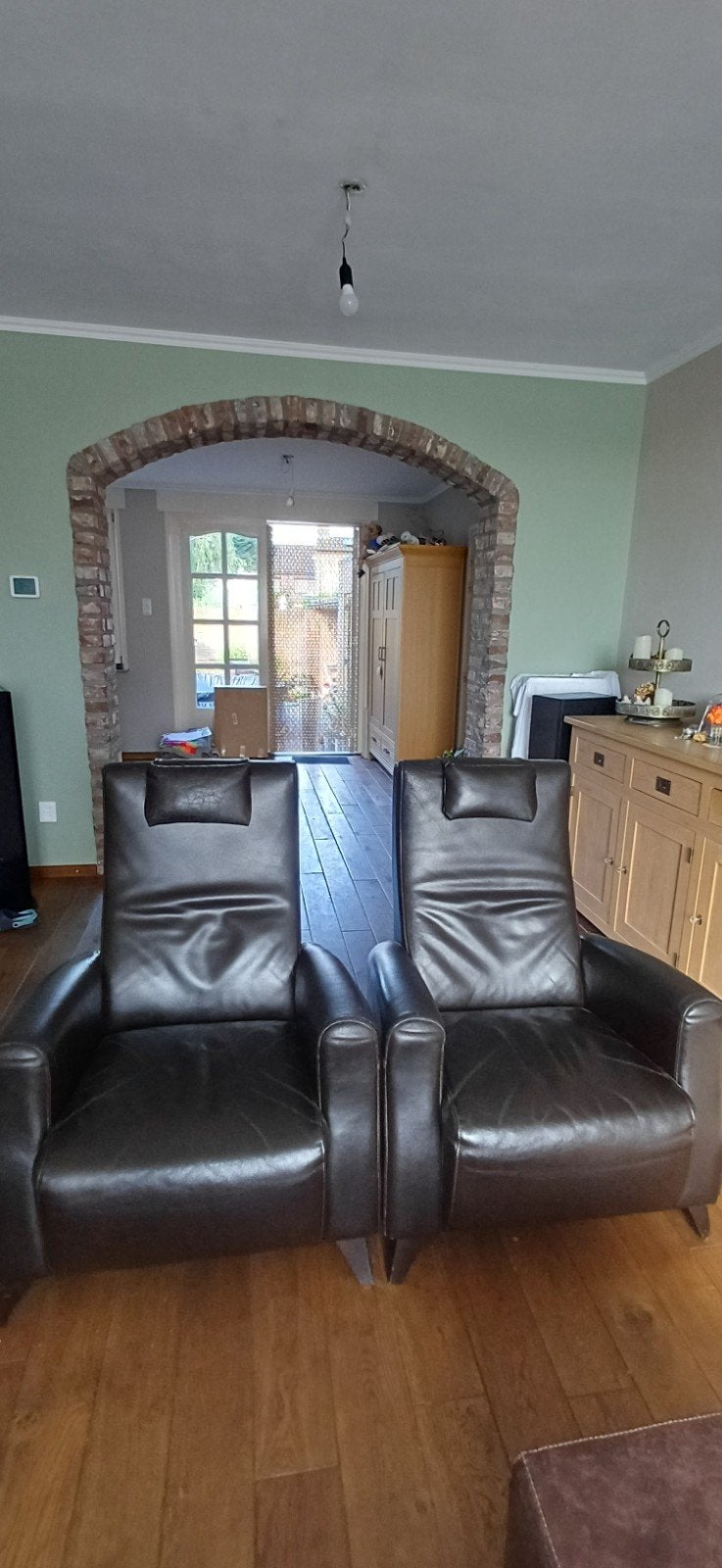2 leren fauteuils, Ophalen, Gebruikt, 50 tot 75 cm, Leer