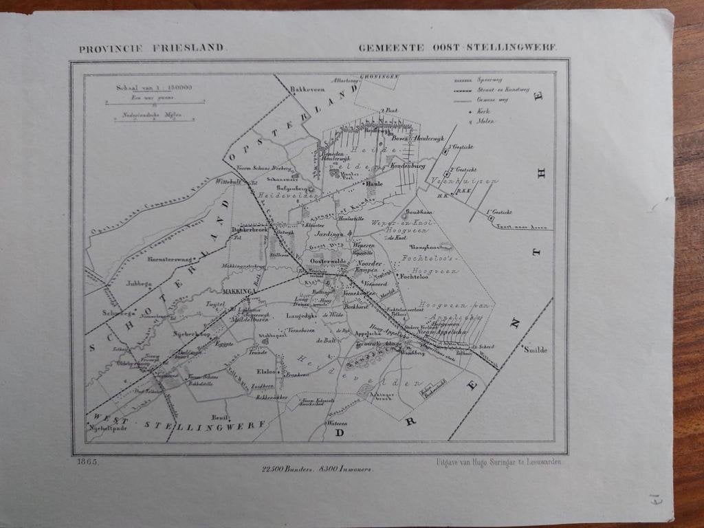 17 / Oost Stellingwerf Makkinga Litho uit 1865 van J. Kuyper, Ophalen of Verzenden