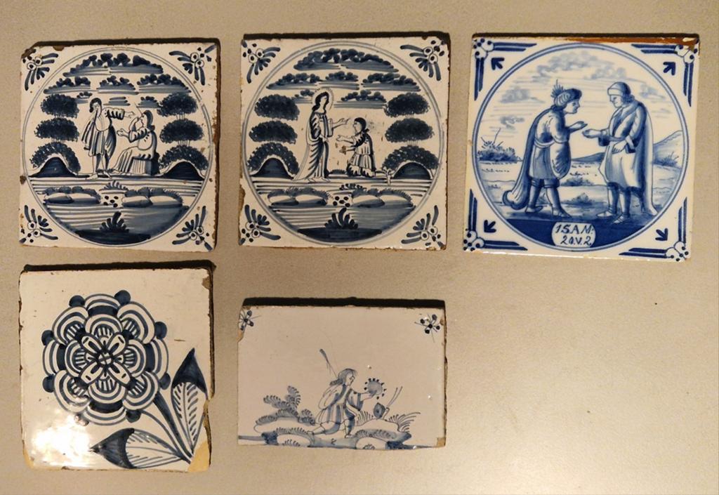 Antieke Delfts Blauwe Tegels - Bijbelse Scènes, Antiek en Kunst, Antiek | Wandborden en Tegels, Ophalen of Verzenden