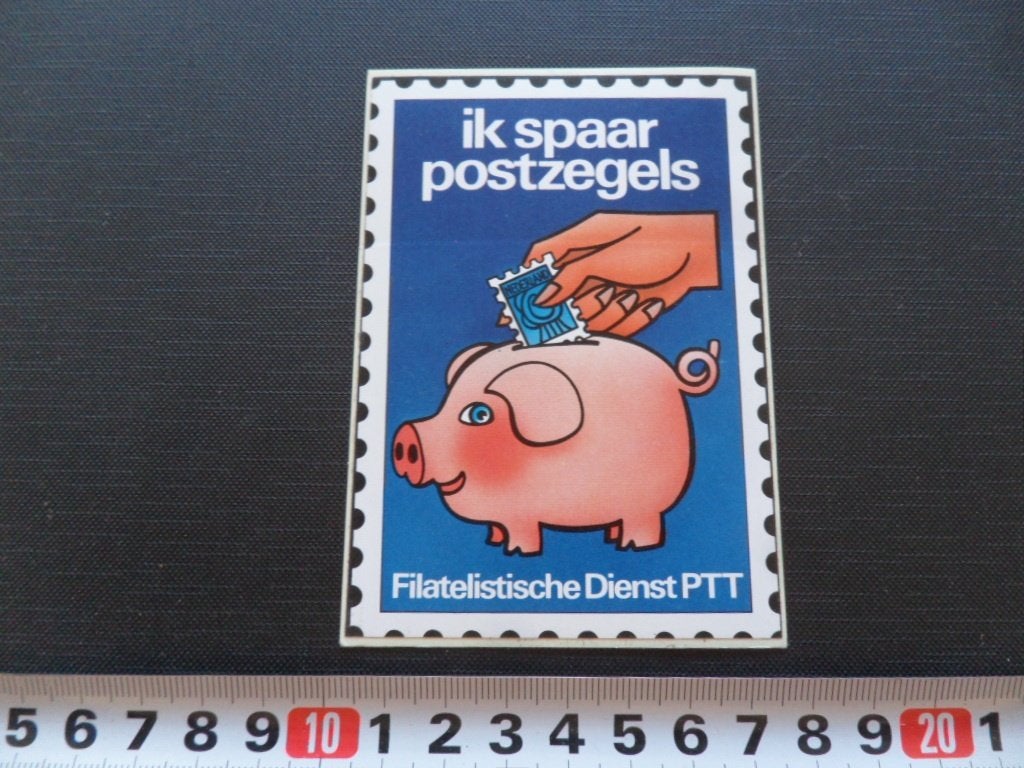 sticker ptt filatelistische dienst ik spaar postzegels, Ophalen of Verzenden, Zo goed als nieuw