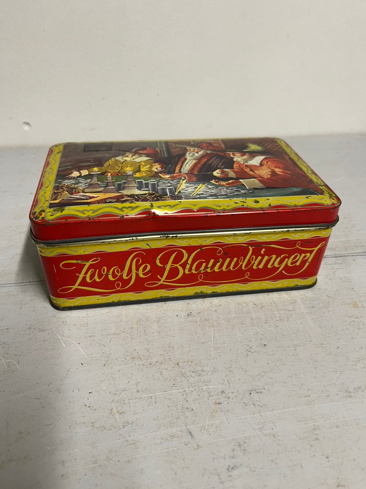 Antiek Blik echte Zwolse Blauwvinger met decor Zwolle, Ophalen of Verzenden, Gebruikt, Overige