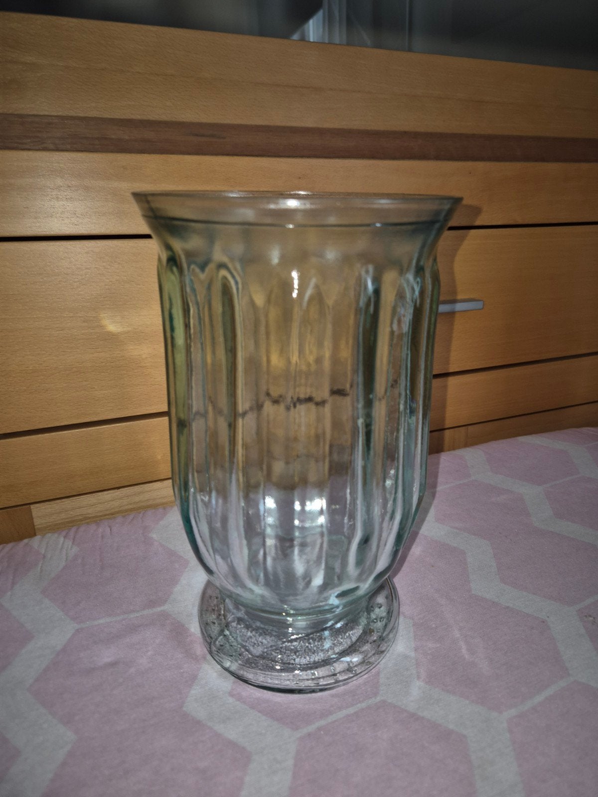 Glazen vaas met ribbels - 15 cm doorsnee, 25 cm hoog, Ophalen