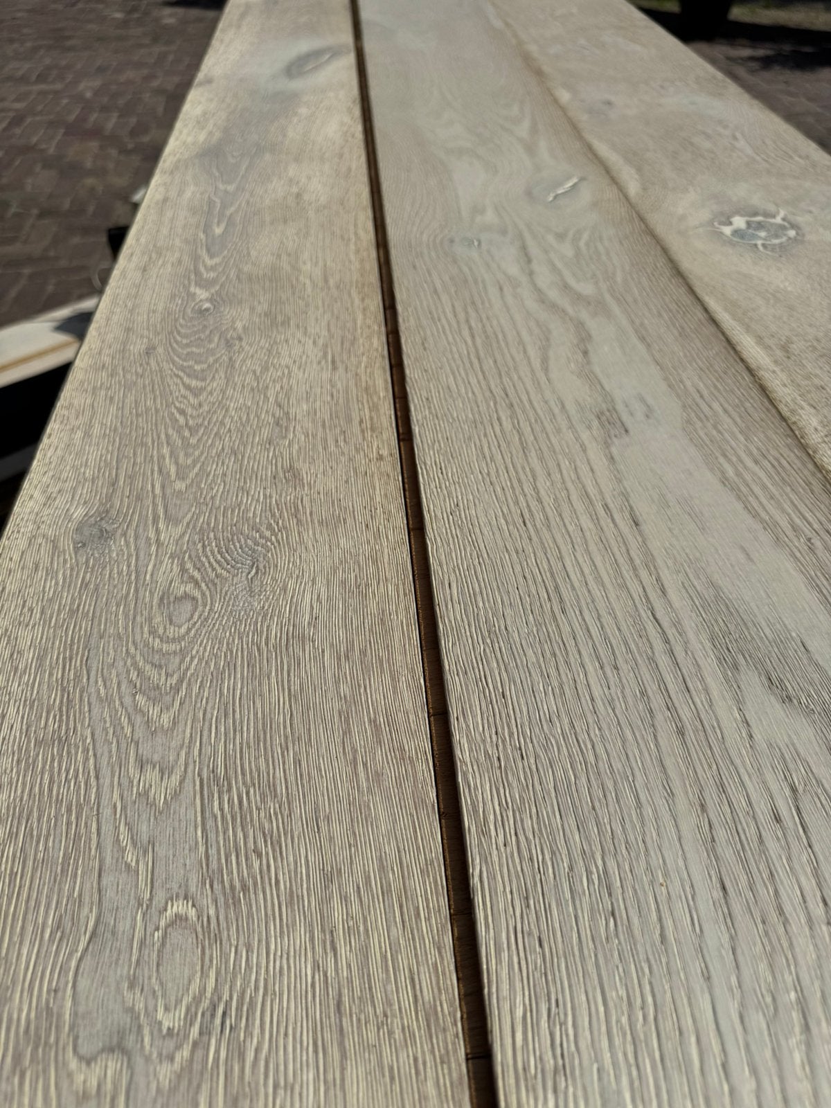 Een eiken White wash lamminaat parket vloer., Doe-het-zelf en Verbouw, Hout en Planken, Minder dan 25 mm, Eiken, Ophalen of Verzenden
