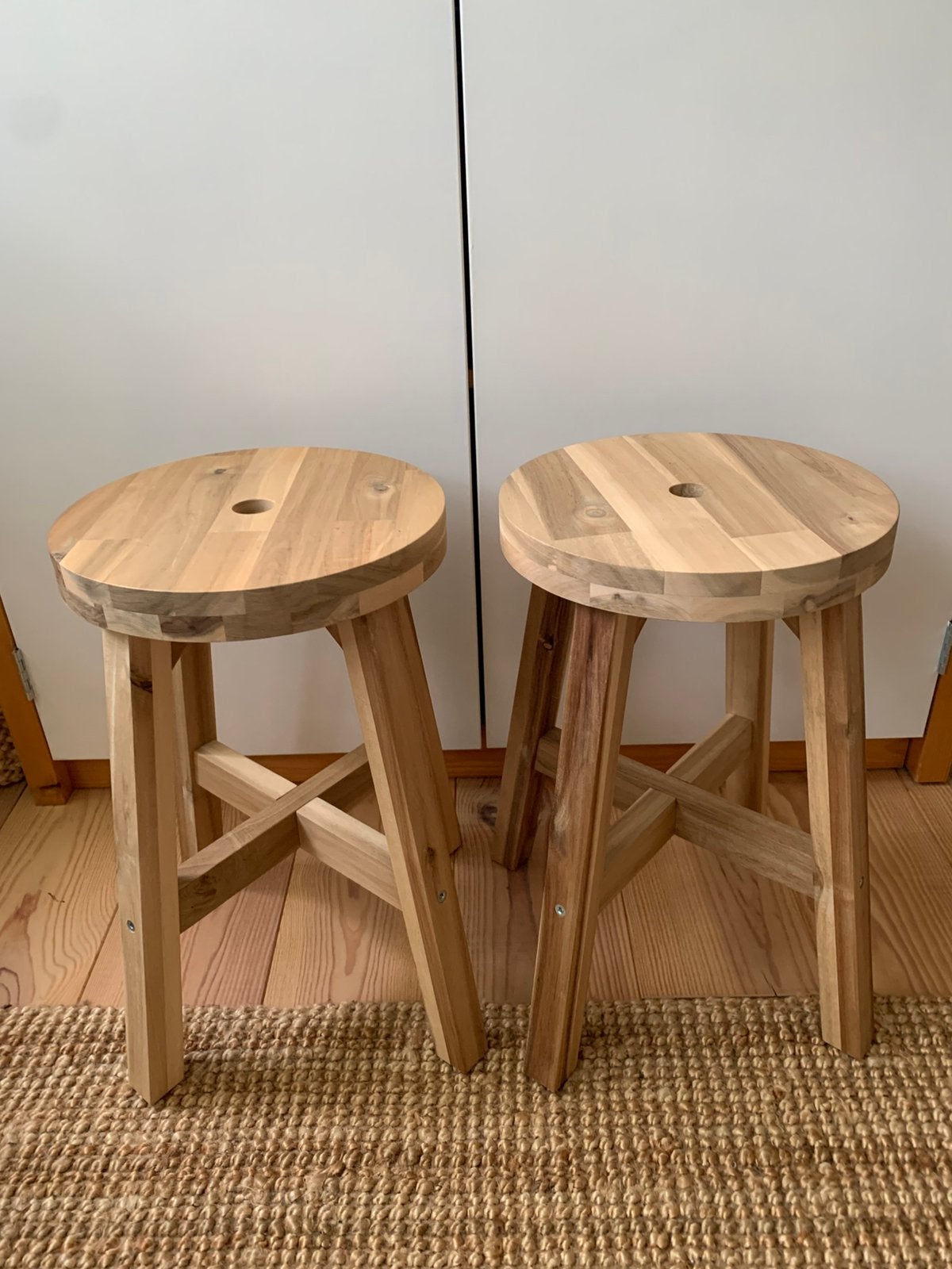 2 Ikea Skogsta krukjes, Ophalen, Zo goed als nieuw, Hout