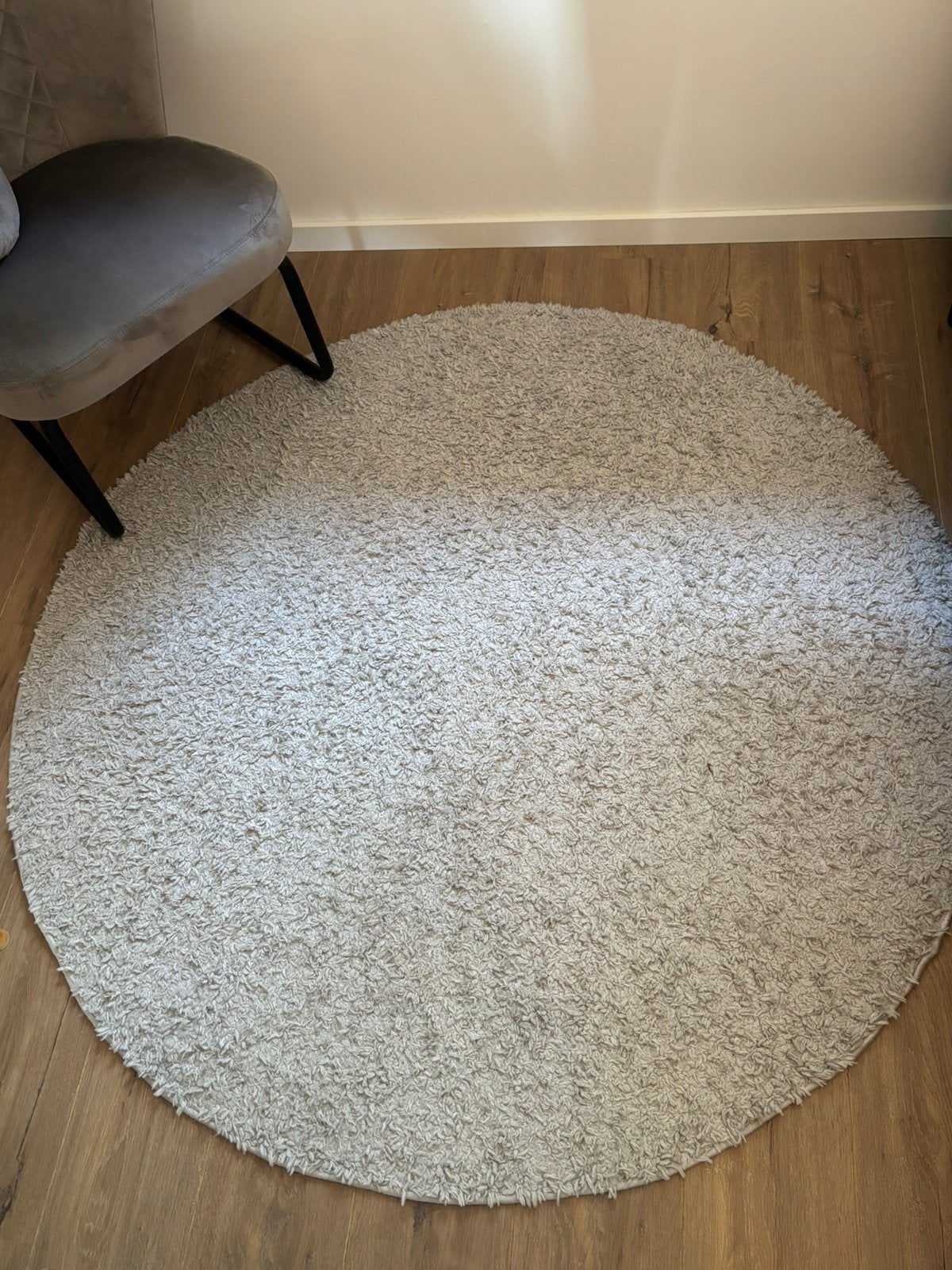 Carpet lichtgrijs dia 150 cm, Ophalen, Gebruikt, Rond, 100 tot 150 cm