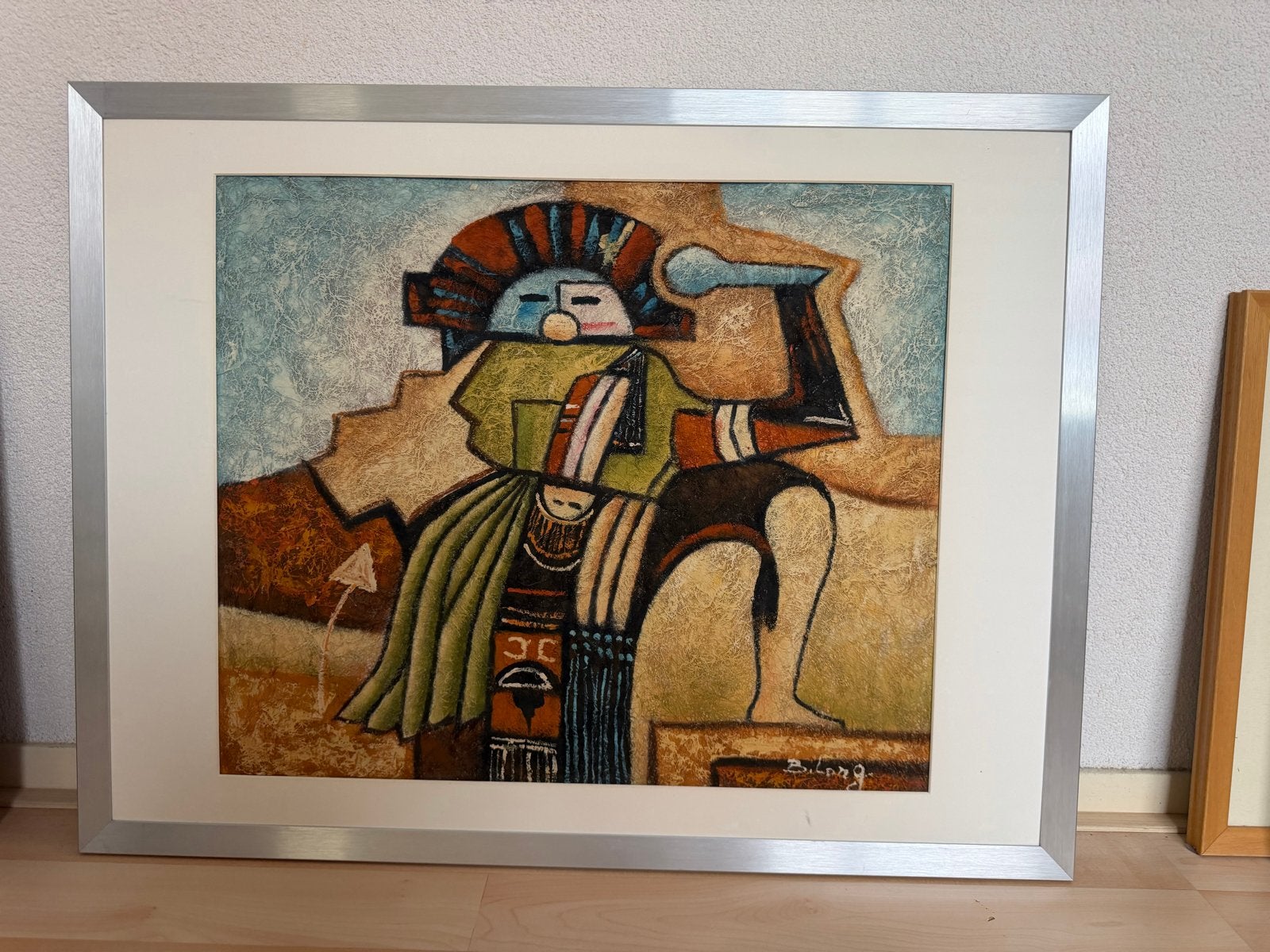 Schilderij Bernard Long, Ophalen, Figuren, Ingelijst, Overige materialen