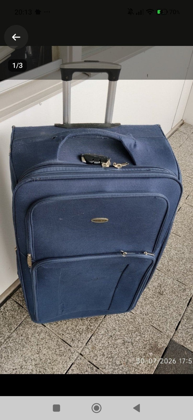 Grote blauwe TROLLEY, Gebruikt, Hard kunststof, 45 tot 55 cm, 70 cm of meer
