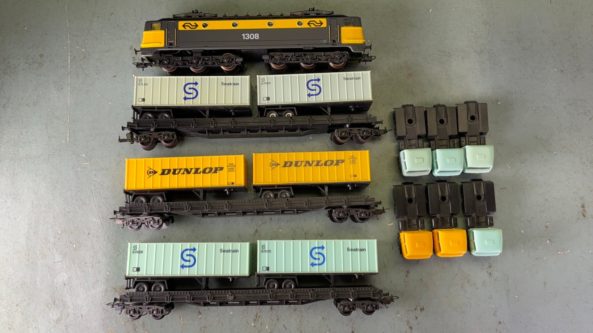 LIMA ho NS E loc 1308 nieuw met containertransport trein ., Ophalen of Verzenden, Lima, Gelijkstroom, Locomotief