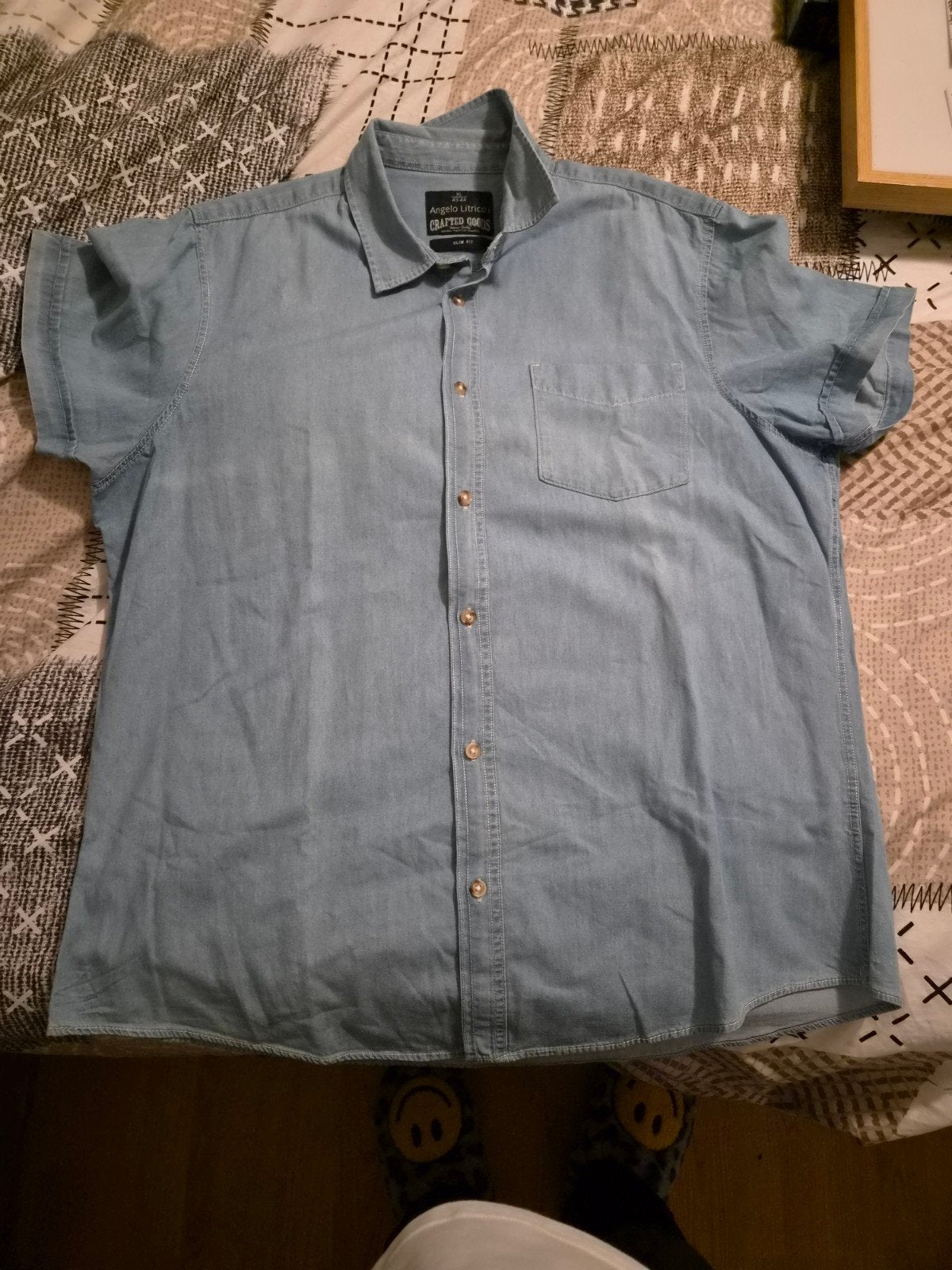 Angelo Litrico Crafted Goods Slim Fit spijker overhemd, Ophalen, Blauw, Angelo Litrico, Zo goed als nieuw