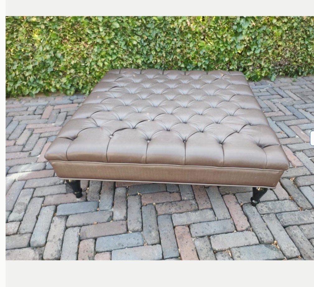 Hocker vierkant reebruin / salontafel 100 x 100 x 35 cm, Huis en Inrichting, Tafels | Salontafels, Ophalen, Gebruikt, 50 tot 100 cm