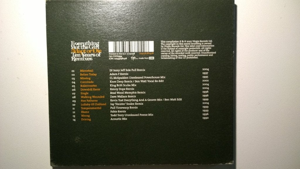 Everything But The Girl - Adapt Or Die Ten Years Of Remixes, Cd's en Dvd's, Ophalen of Verzenden, Zo goed als nieuw, Pop, Album
